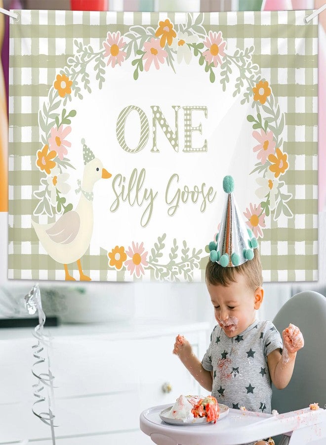 ميهوفوند خلفية MEHOFOND مقاس 6 × 3.6 قدم بتصميم أوزة مرحة، زينة عيد الميلاد الأول للأولاد، لافتة خضراء منقوشة لحفلة عيد الميلاد الأول، لوازم حفلات عيد ميلاد برسومات كرتونية لطيفة - Image 5